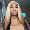 Blonde Brown Ombre Wig Bone Straight 13x4 HD Lace Front Human Hair Wigs