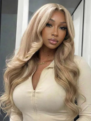 Kisslove Hair Blonde Balayage On Brown Hair 3D Body Wave 13x6 Lace Front Human Hair Wigs - KissLove Hair