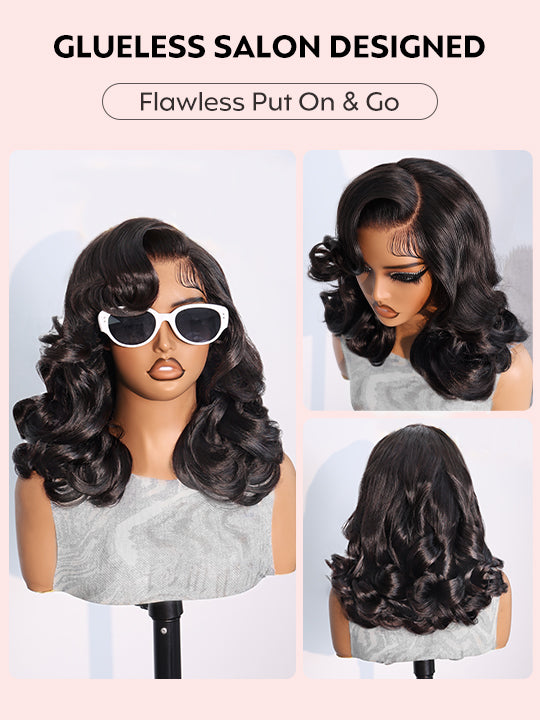 Pre Styled Side Part Body Wave Bob Wig Glueless Ready to Go Short Bob Wigs