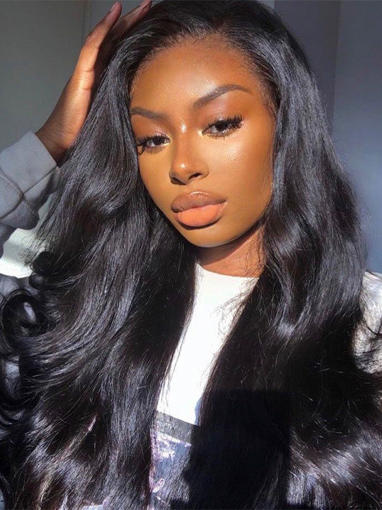 13x6 HD Lace Frontal Wig Body Wave Pre Plucked Glueless Wig Pull Go Drawstring Cap Ready to Go Wig - KissLove Hair