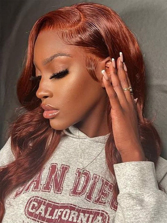 [Clearance] Reddish Brown Body Wave 13x4 Lace Front Human Hair Wigs