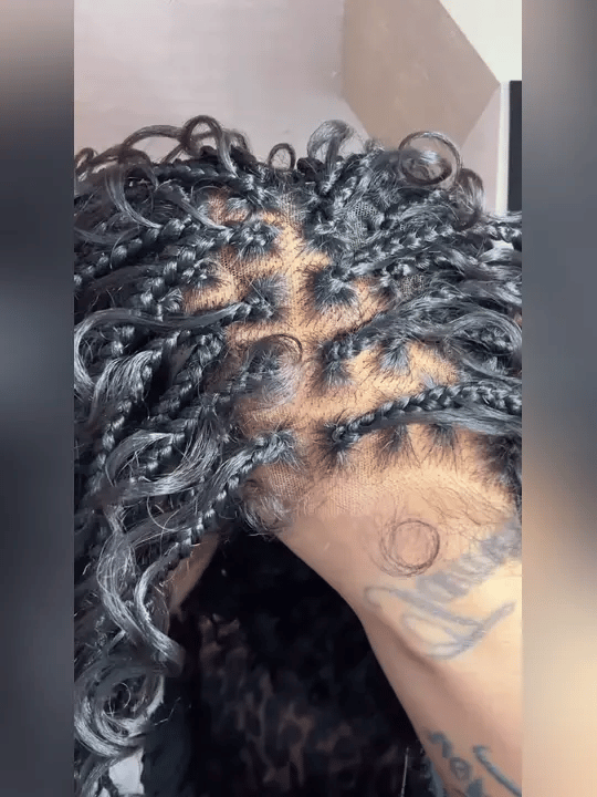 Knotless Boho Braided Water Wave Wig Glueless Pre-Cut Lace Human Hair Braided Wigs For Women - KissLove Hair