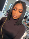 Kisslove Double Drawn Bone Straight/Yaki Straight Hair 13x4 Lace Frontal Bob Wig Invisi-Drawstring Pull GO Wig