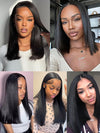 Kisslove Double Drawn Bone Straight/Yaki Straight Hair 13x4 Lace Frontal Bob Wig Invisi-Drawstring Pull GO Wig