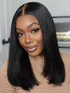 Kisslove Double Drawn Bone Straight/Yaki Straight Hair 13x4 Lace Frontal Bob Wig Invisi-Drawstring Pull GO Wig