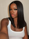 Kisslove Double Drawn Bone Straight/Yaki Straight Hair 13x4 Lace Frontal Bob Wig Invisi-Drawstring Pull GO Wig