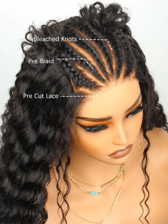 Pre Styled 5x5 HD Lace Braided Wig Deep Wave Pre Everything Beginner Friendly Human Hair Wigs - KissLove Hair