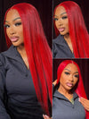 Red Wig Straight Hair Dyed From 613 Blonde Hair 13x4 Lace Front Human Hair Wigs - KissLove Hair