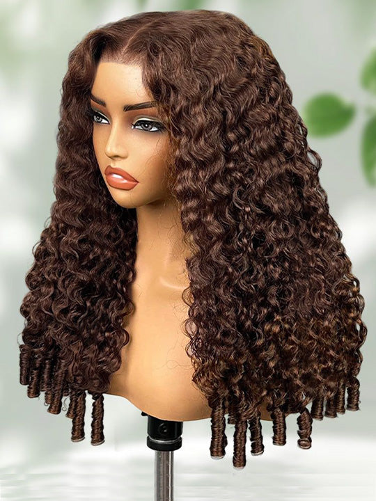 Kisslove Hair 13x6 Lace Frontal Wig Dark Brown Color Burmese Curly Glueless Human Hair Wig