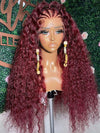 [Clearance] Burgundy Color Deep Wave 13x4 Lace Frontal Wig 2 Days Fast Shipping