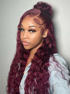 [Clearance] Burgundy Color Deep Wave 13x4 Lace Frontal Wig 2 Days Fast Shipping