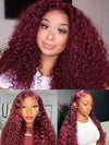 [18"=$99] Burgundy Color Deep Wave 13x4 Lace Frontal Wig 2 Days Fast Shipping