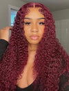 [18"=$99] Burgundy Color Deep Wave 13x4 Lace Frontal Wig 2 Days Fast Shipping