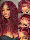 [18"=$99] Burgundy Color Deep Wave 13x4 Lace Frontal Wig 2 Days Fast Shipping