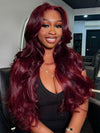 Kisslove Burgundy 360 Lace Frontal Wig Invisi-Drawstring 3D Body Wave Human Hair Wigs - Kisslove Hair