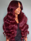 Kisslove Burgundy 360 Lace Frontal Wig Invisi-Drawstring 3D Body Wave Human Hair Wigs - Kisslove Hair