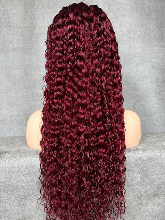 Burgundy Hair Deep Wave Wig 13x4 13x6 Lace Frontal Wigs - KissLove