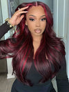 Burgundy With Red Highlights 3D Body Wave 5x5 13x4 13x6 Lace Frontal Human Hair Wigs