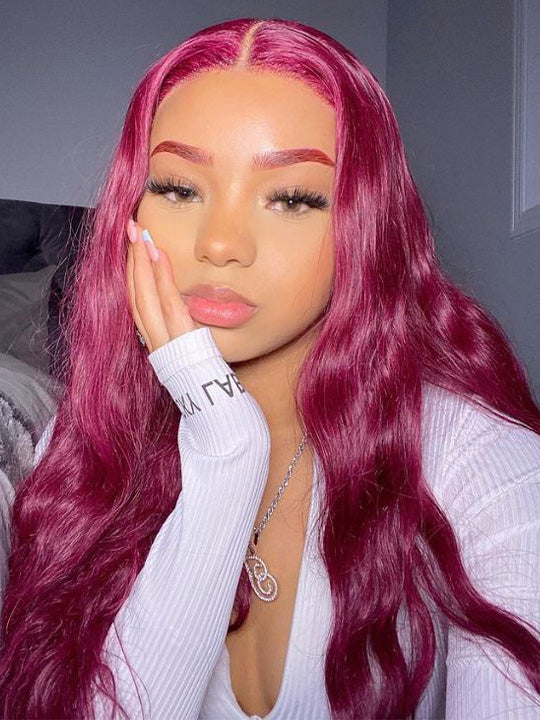 [90% Off] Burgundy/Reddish Body Wave Invisi-Strap 360 Lace Wig Glueless Lace Wigs for Sale