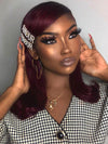 [Clearance] Burgundy Color Deep Wave 13x4 Lace Frontal Wig 2 Days Fast Shipping