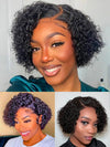 Pre Styled Pixie Curly Hair 4x4 Glueless Short Cut Side Part Lace Wig 100% Human Hair