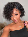 Pre Styled Pixie Curly Hair 4x4 Glueless Short Cut Side Part Lace Wig 100% Human Hair