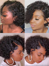 Pre Styled Pixie Curly Hair 4x4 Glueless Short Cut Side Part Lace Wig 100% Human Hair