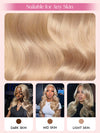 Ash Blonde Layered & Curtain Bangs 3D Body Wave 13x6 Lace Frontal Pull Go Human Hair Wigs