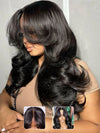 3D Body Wave Wig With Curtain Bangs 5x5 HD Lace Wigs 14A Virgin Human Hair Wigs