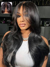 3D Body Wave Wig With Curtain Bangs 5x5 HD Lace Wigs 14A Virgin Human Hair Wigs