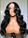 3D Body Wave Wig With Curtain Bangs 5x5 HD Lace Wigs 14A Virgin Human Hair Wigs