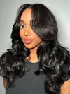 3D Body Wave Wig With Curtain Bangs 5x5 HD Lace Wigs 14A Virgin Human Hair Wigs