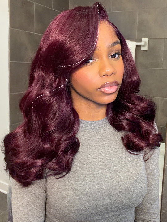 Partial Body Wave Pre Styled Side Part Body Wave Bob Wig Glueless Colored Bob Human Hair Wig
