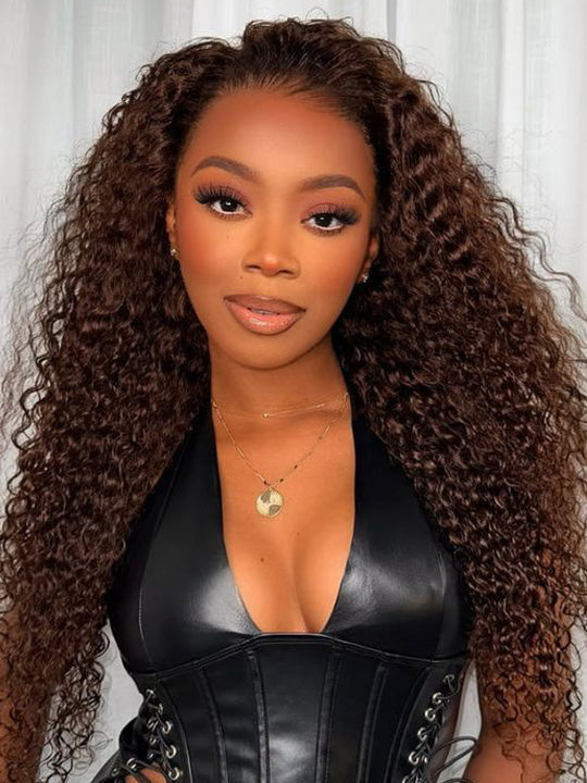 [Flash Deal] Invisi Drawstring 360 Lace Wig Dark Brown Water Wave Pre Everything Glueless Wig