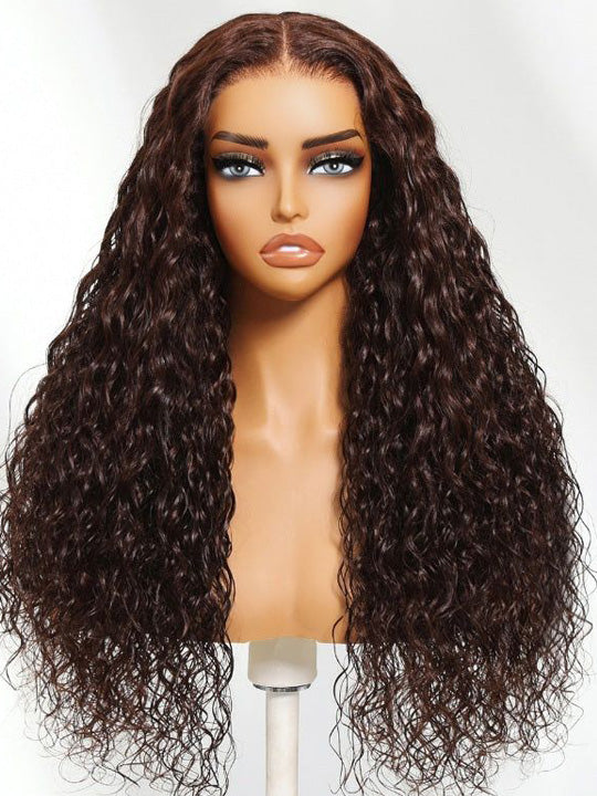 [Flash Deal] Invisi Drawstring 360 Lace Wig Dark Brown Water Wave Pre Everything Glueless Wig