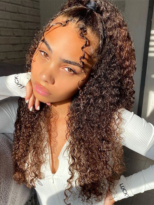 Kisslove Hair Invisi Drawstring 360 Lace Wig Chocolate Brown Water Wave Glueless Wig - KissLove Hair