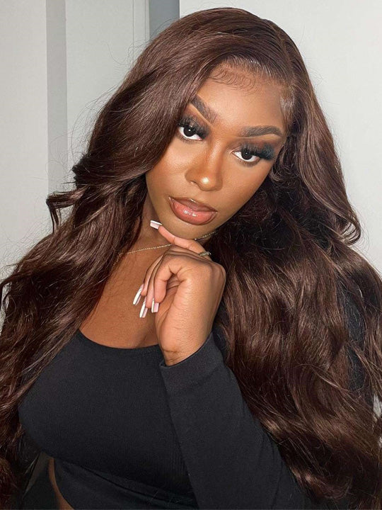 Kisslove Pre-Everything Upgraded Chocolate Brown Wig 3D Body Wave 360 Lace Wigs Human Hair - KissLove Hair