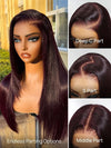 Kisslove Black Cherry Layered Straight Hair Glueless Invisi-Drawstring 360 Lace Wig Dark Burgundy Hair