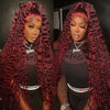 [Clearance Sale] 99J Dark Red Deep Curly Hair 13x4 13x6 Lace Human Hair Wigs - KissLove Hair