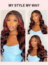 Dark Red Highlight Loose Body Wave 13x6 Full Lace Frontal Wig With Face Framing Layers