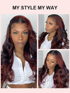 Dark Red Highlight Loose Body Wave 13x6 Full Lace Frontal Wig With Face Framing Layers