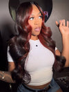 Dark Red Highlight Loose Body Wave 13x6 Full Lace Frontal Wig With Face Framing Layers
