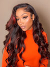 Dark Red Highlight Loose Body Wave 13x6 Full Lace Frontal Wig With Face Framing Layers