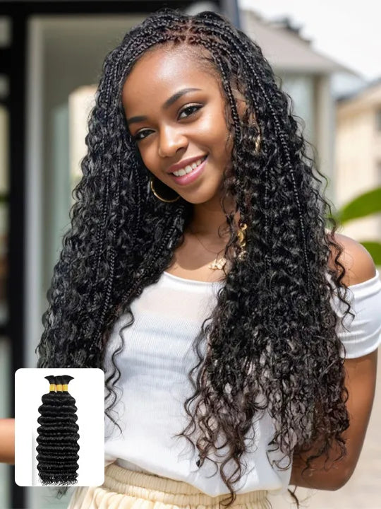 Brazilian Bulk Hair For Braiding Human Hair Deep Wave Braids Human Hair Extension No Weft - KissLove Hair