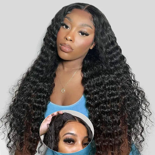 kisslove hair deep wave wear go glueless lace wig human hair