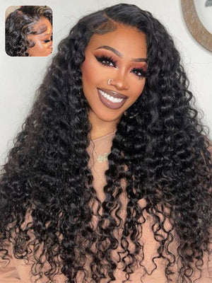 Deep Wave 13x6 Lace Front Wig Pre Plucked Ear to Ear Lace Frontal Human Hair Wigs - KissLove Hair