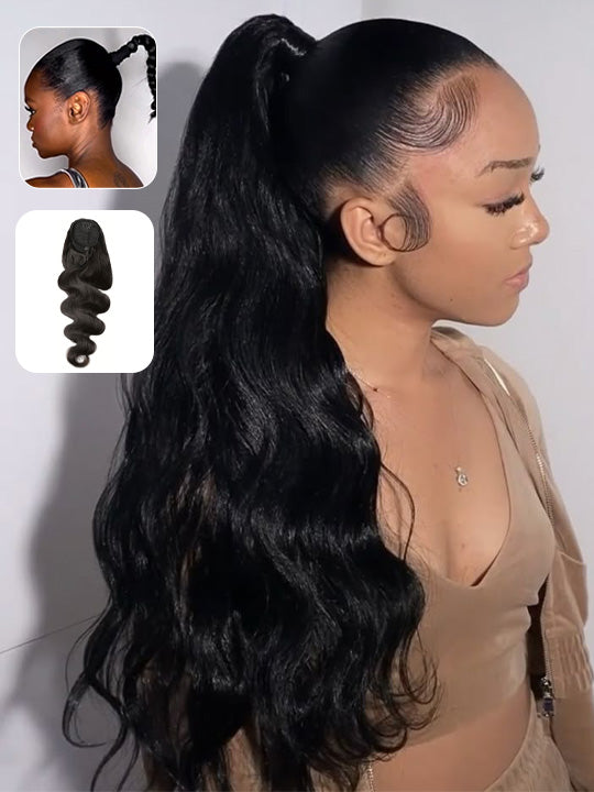 Ponytail Human Hair Extensions Body Wave Hair Extension For Women - KissLove Hair