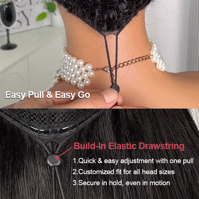 13x6 HD Lace Front Wig Water Wave Pull & Go Drawstring Glueless Wigs Pre Bleached Knots - KissLove Hair