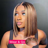 Wear & Go Highlights Bob Wig 4x4 5x5 4x6 13x4 Lace Wigs Straight Human Hair