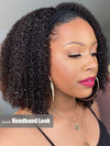 [3 In 1 Half Wig] 4C Kinky Edge Afro Curly Flip Over Pull Go Drawstring Protective Half Wig Beginner Friendly
